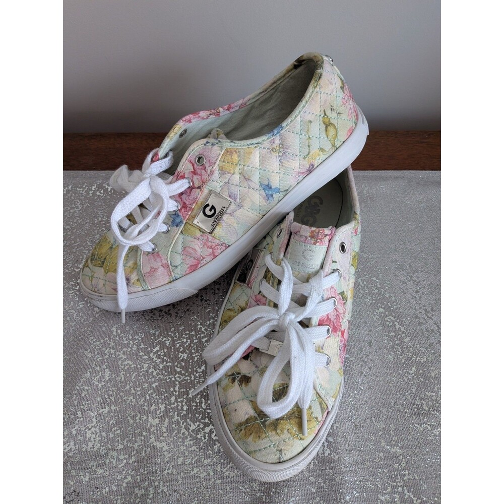 G by Guess GBG Los Angeles Shoes Women's 10 Backer Pink Green Floral Sneaker